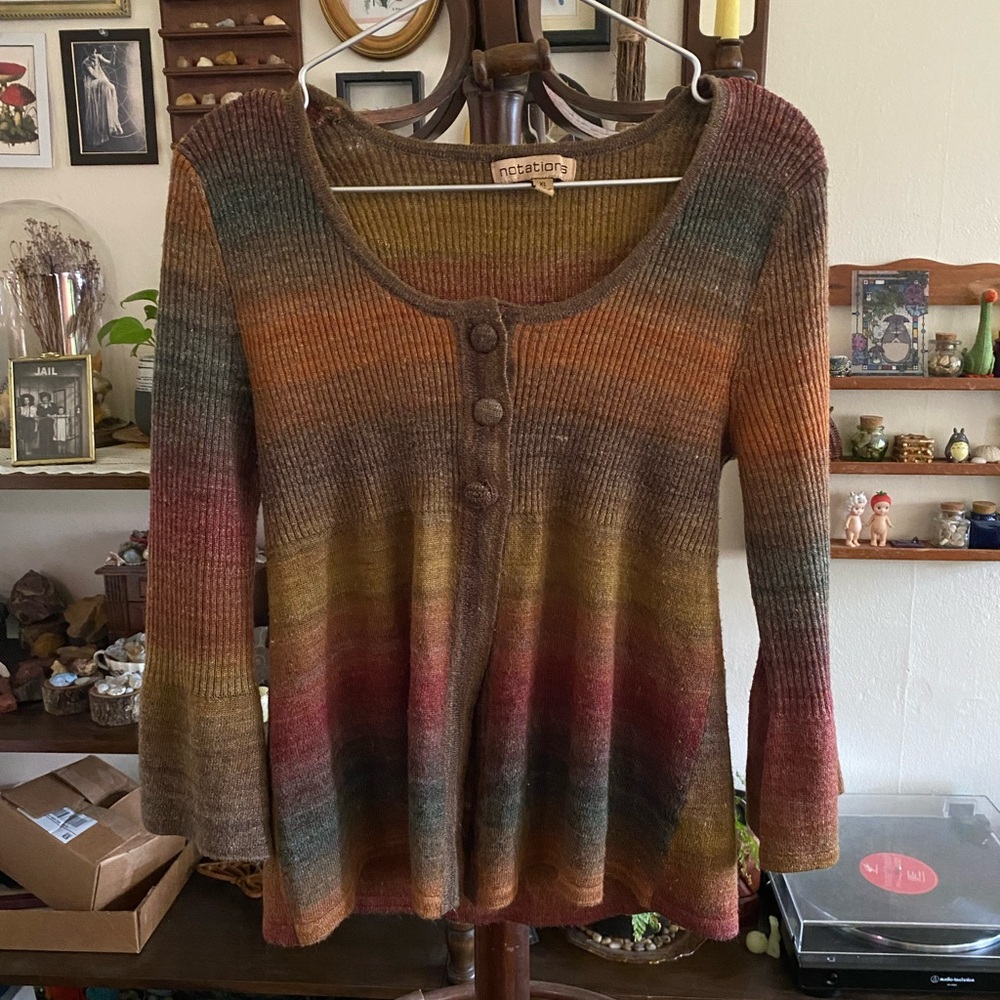 earth toned baby doll like top/cardigan
